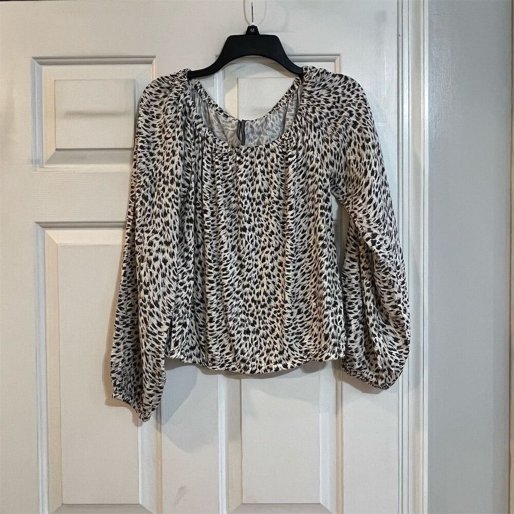 Anthropologie Women's XS Animal Print Long Sleeve Blouse Multicolor